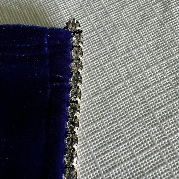 Vintage 90s Royal Blue Velvet Maxi Dress Jacket Set Size M Rhinestone Trim Prom - Picture 9 of 11